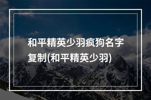 和平精英少羽疯狗名字复制(和平精英少羽)