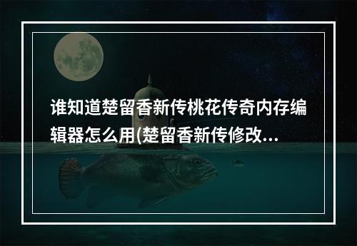 谁知道楚留香新传桃花传奇内存编辑器怎么用(楚留香新传修改器)