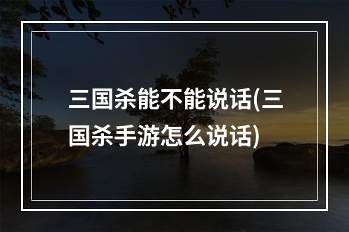 三国杀能不能说话(三国杀手游怎么说话)