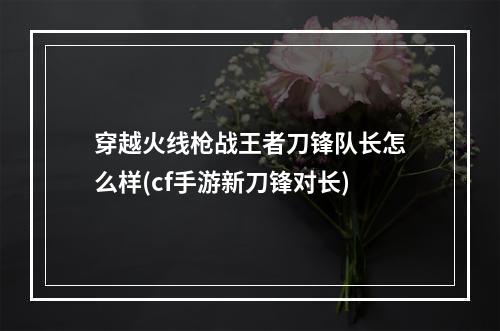 穿越火线枪战王者刀锋队长怎么样(cf手游新刀锋对长)