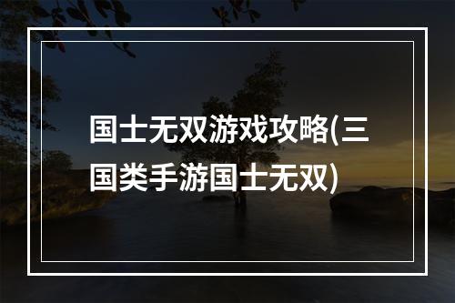 国士无双游戏攻略(三国类手游国士无双)