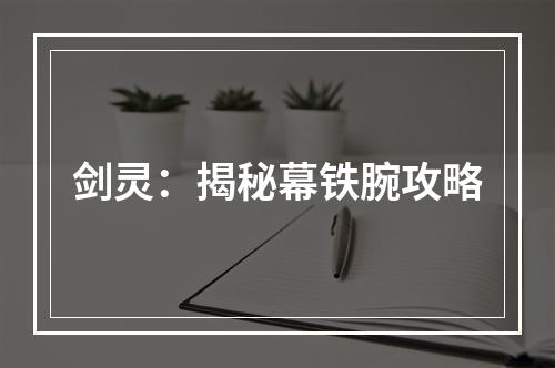 剑灵：揭秘幕铁腕攻略