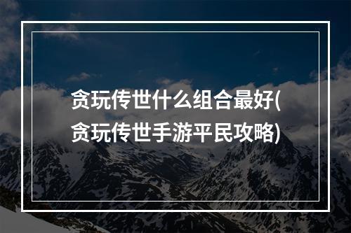 贪玩传世什么组合最好(贪玩传世手游平民攻略)