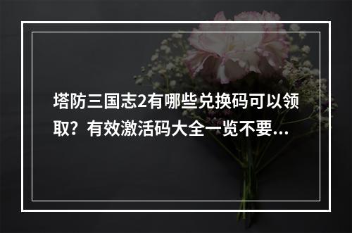 塔防三国志2有哪些兑换码可以领取？有效激活码大全一览不要错过最新福利！（2教你如何快速领取兑换码，享受海量资源）(教你如何快速领取兑换码，享受海量资源）)