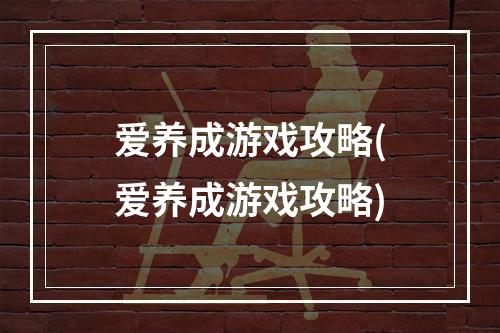 爱养成游戏攻略(爱养成游戏攻略)