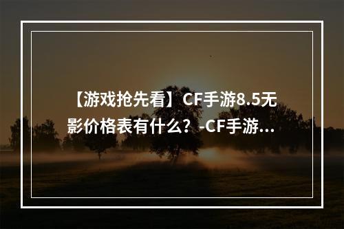 【游戏抢先看】CF手游8.5无影价格表有什么？-CF手游，价格表，无影