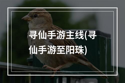 寻仙手游主线(寻仙手游至阳珠)