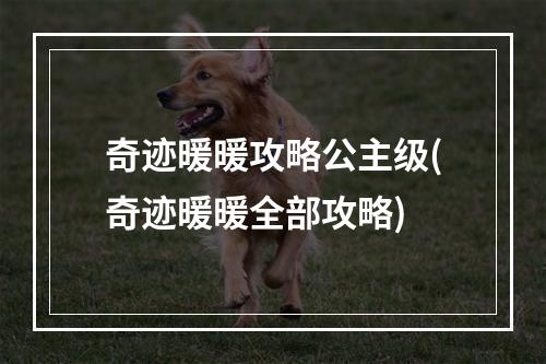 奇迹暖暖攻略公主级(奇迹暖暖全部攻略)