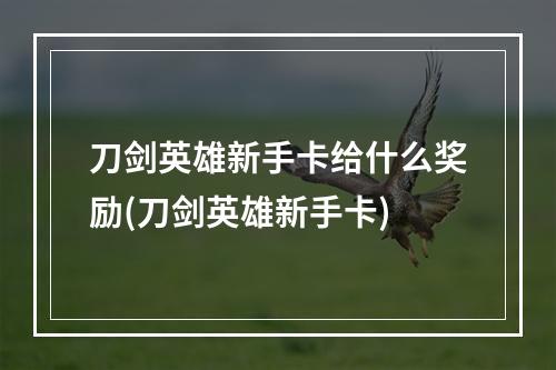 刀剑英雄新手卡给什么奖励(刀剑英雄新手卡)