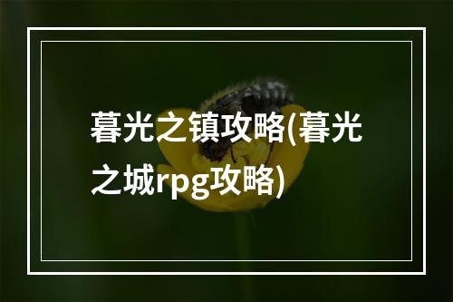 暮光之镇攻略(暮光之城rpg攻略)