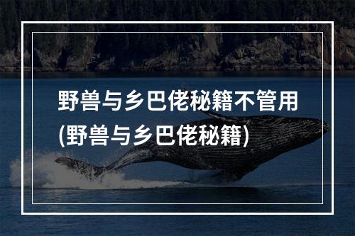 野兽与乡巴佬秘籍不管用(野兽与乡巴佬秘籍)