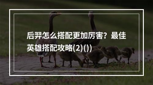 后羿怎么搭配更加厉害？最佳英雄搭配攻略(2)())