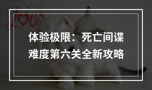 体验极限：死亡间谍难度第六关全新攻略