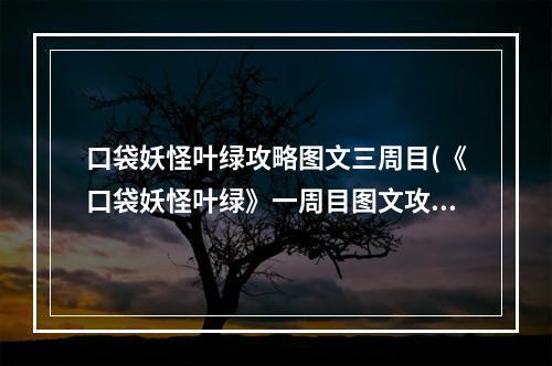 口袋妖怪叶绿攻略图文三周目(《口袋妖怪叶绿》一周目图文攻略 )