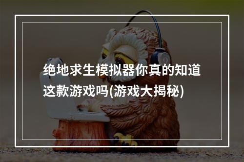 绝地求生模拟器你真的知道这款游戏吗(游戏大揭秘)