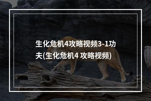 生化危机4攻略视频3-1功夫(生化危机4 攻略视频)