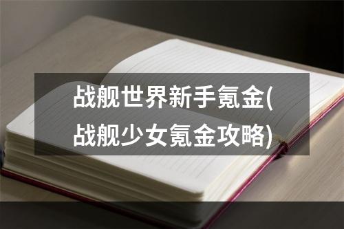 战舰世界新手氪金(战舰少女氪金攻略)