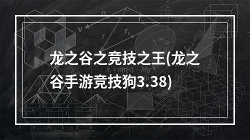 龙之谷之竞技之王(龙之谷手游竞技狗3.38)