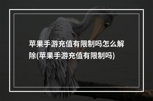 苹果手游充值有限制吗怎么解除(苹果手游充值有限制吗)